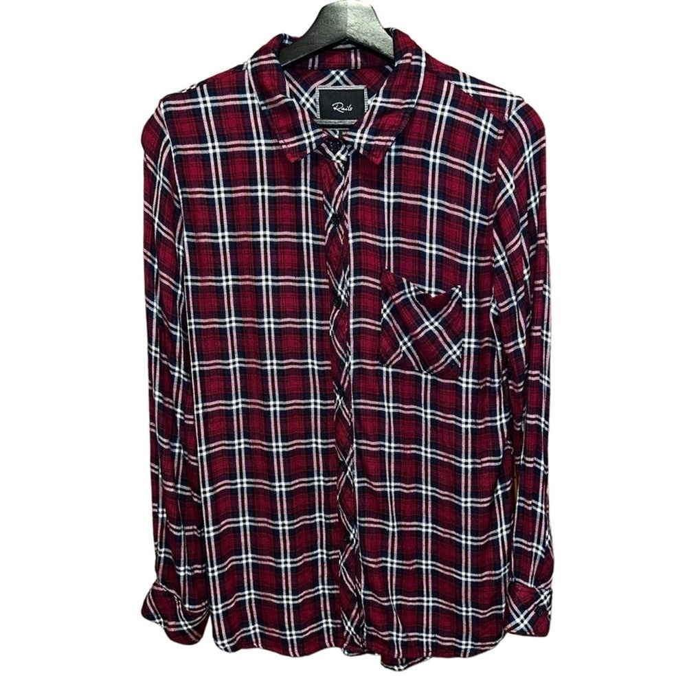 Rails‎ Hunter Plaid Button Down Shirt Womens M Cranberry Red Fall Preppy Grunge